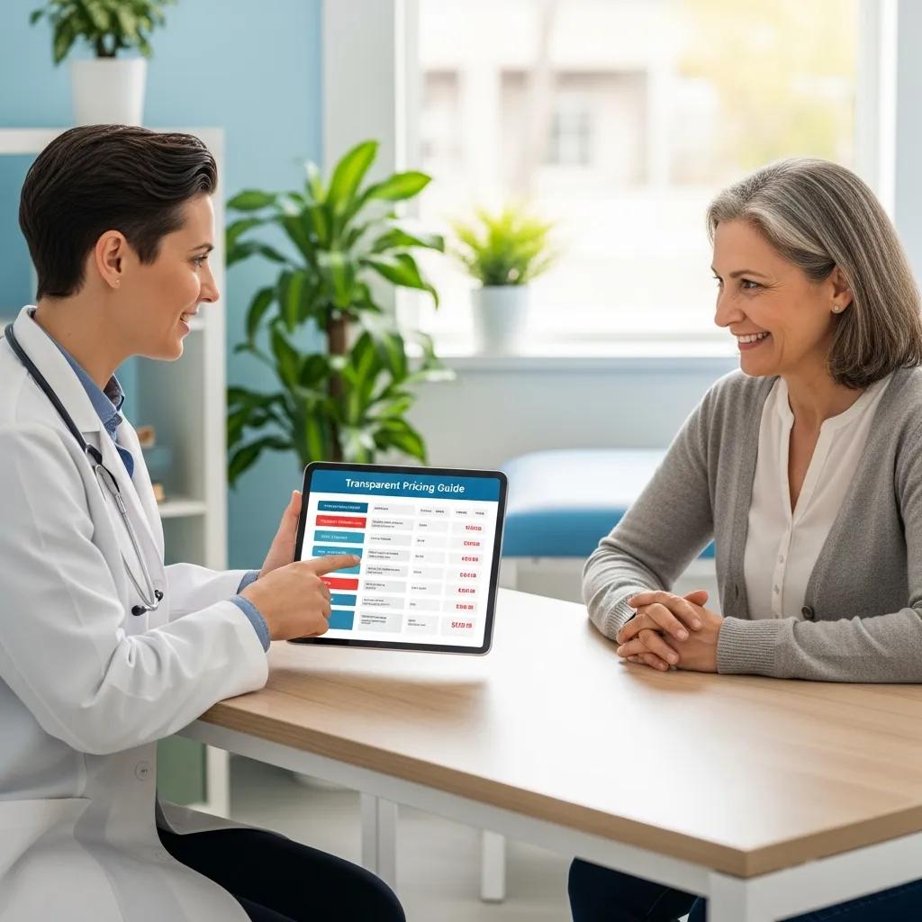 Healthcare provider explaining transparent pricing to a patient, highlighting affordability in Direct Primary Care.